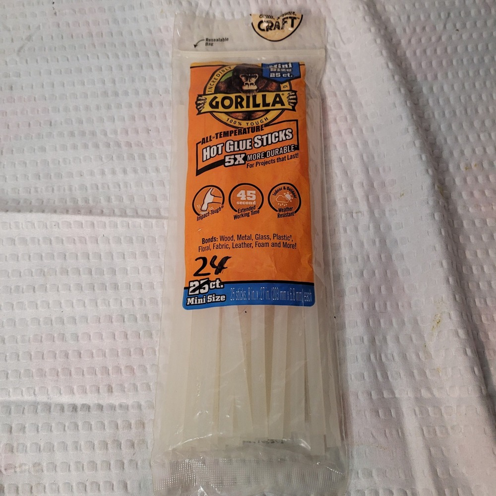 Gorilla All-Temperature Hot Glue Sticks Mini Size 8 Inch 25 Count